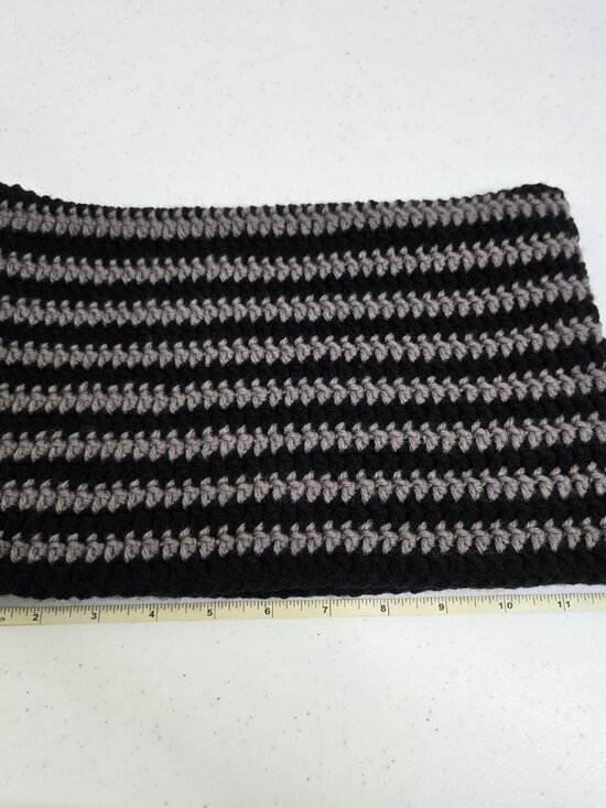 Handmade Crochet Cat Ear Beanie, Striped Acrylic Kitty Hat Black Gray main image 7